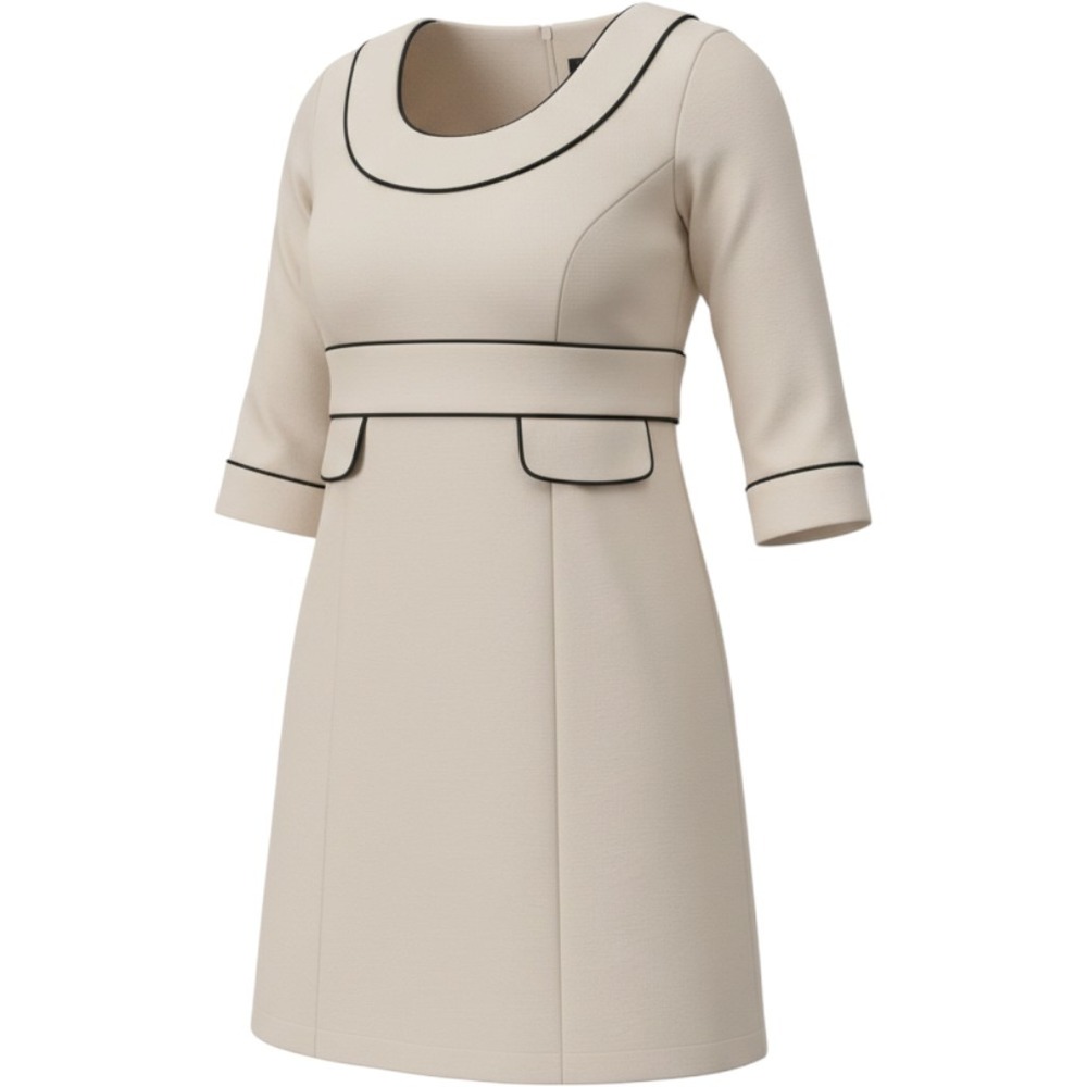 Vertigo Paris Oyster Black Contrast Trim A-Line Dress VT30210